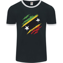 Torn Saint Kitts and Nevis Flag Day Football Mens Ringer T-Shirt FotL Black/White