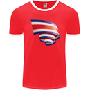 Curled Costa Rica Flag Rican Day Football Mens Ringer T-Shirt FotL Red/White