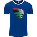 Curled Libya Flag Libyan Day Football Mens Ringer T-Shirt FotL Royal Blue/White