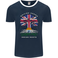 British Grown Indian Roots India Flag Mens Ringer T-Shirt FotL Navy Blue/White