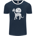 A Dinosaur Skeleton With a Full Moon Halloween Mens Ringer T-Shirt FotL Navy Blue/White
