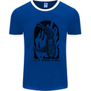 It's Beer Time Skeleton Hand Skull Mens Ringer T-Shirt Royal Blue/White