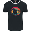 Labrador Sunset Dog Mens Ringer T-Shirt FotL Black/White