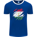 Torn Tajikistan Flag Tajik Day Football Mens Ringer T-Shirt FotL Royal Blue/White