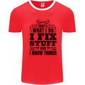 I Fix Stuff Funny Electrician Sparky DIY Mens Ringer T-Shirt Red/White