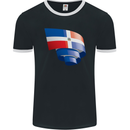 Curled Dominican Republic Flag Dominicanos Day Mens Ringer T-Shirt FotL Black/White