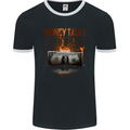 Money Talks Burning Cash Hustle Skull Mens Ringer T-Shirt FotL Black/White