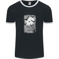 A Bat Landscape with a Full Moon Halloween Mens Ringer T-Shirt FotL Black/White