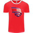 Curled North Korea Flag Korean Day Football Mens Ringer T-Shirt FotL Red/White