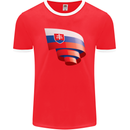 Curled Slovakia Flag Slovakia Day Football Mens Ringer T-Shirt FotL Red/White