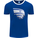 Curled Israel Flag Israeli Day Football Mens Ringer T-Shirt FotL Royal Blue/White