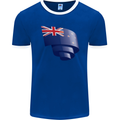 Curled New Zealand Flag Zealander Kiwi Day Mens Ringer T-Shirt FotL Royal Blue/White