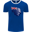 Curled New Zealand Flag Zealander Kiwi Day Mens Ringer T-Shirt FotL Royal Blue/White