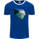 Curled Bahamas Flag Bahamians Day Football Mens Ringer T-Shirt FotL Royal Blue/White