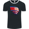 Curled North Korea Flag Korean Day Football Mens Ringer T-Shirt FotL Black/White