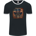 Uncle Sam Skull With USA Flag Fantasy America Mens Ringer T-Shirt FotL Black/White