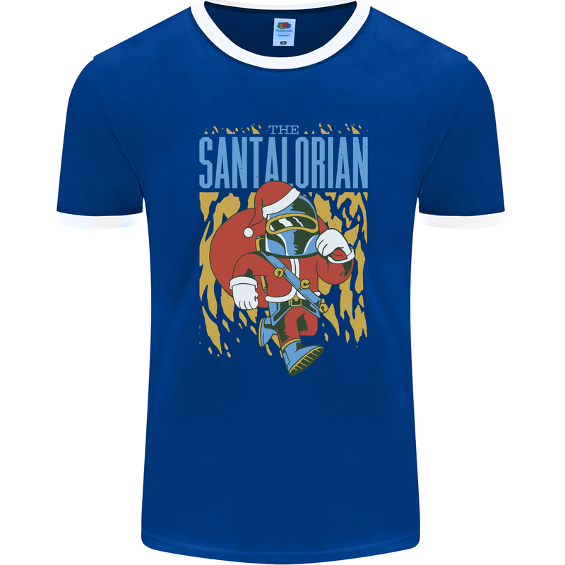 Santalorian Funny Christmas Parody Xmas Mens Ringer T-Shirt FotL Royal Blue/White