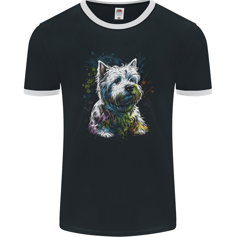 A West Highland White Terrier Dog Mens Ringer T-Shirt FotL Black/White