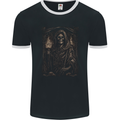 Gothic Grim Reaper Goth Heavy Metal Skull 10 Mens Ringer T-Shirt FotL Black/White