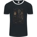 Gothic Grim Reaper Goth Heavy Metal Skull 10 Mens Ringer T-Shirt FotL Black/White