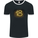 18th Birthday Neon Lights 18 Year Old Mens Ringer T-Shirt FotL Black/White