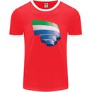 Curled Sierra Leone Flag Leonian Day Football Mens Ringer T-Shirt FotL Red/White