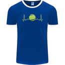 Tennis Player Pulse ECG Mens Ringer T-Shirt FotL Royal Blue/White