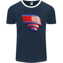 Curled North Korea Flag Korean Day Football Mens Ringer T-Shirt FotL Navy Blue/White