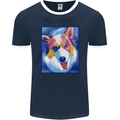 Abstract Australian Shepherd Dog Mens Ringer T-Shirt FotL Navy Blue/White