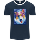 Abstract Australian Shepherd Dog Mens Ringer T-Shirt FotL Navy Blue/White