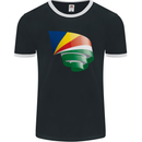 Curled Seychelles Flag Seychellois Day Football Mens Ringer T-Shirt FotL Black/White