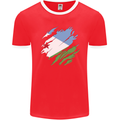 Torn Djibouti Flag Djiboutians Day Football Mens Ringer T-Shirt FotL Red/White