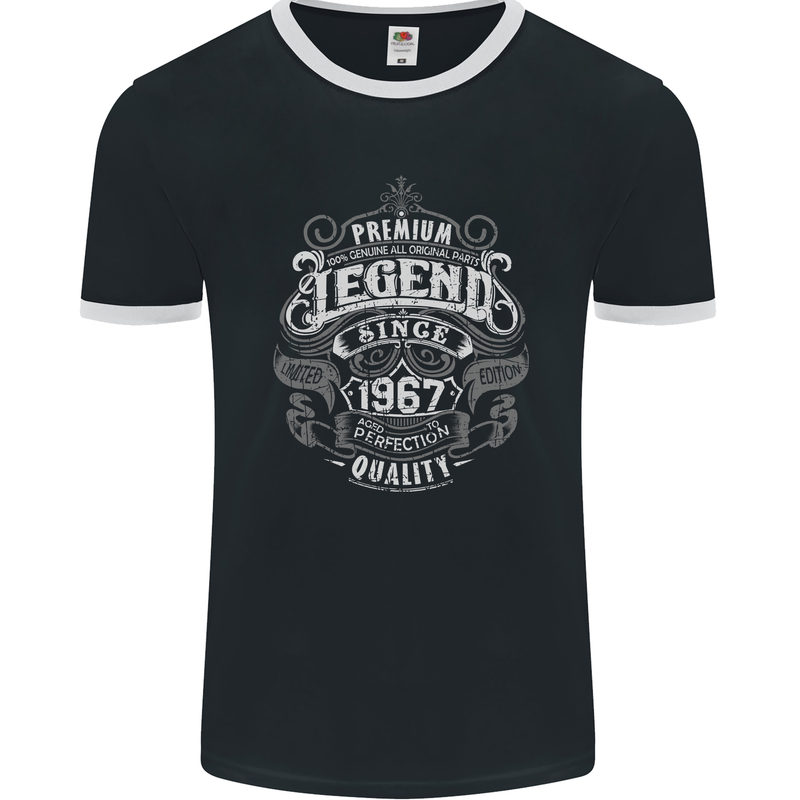 Premium Legend 56th Birthday 1967 Mens Ringer T-Shirt FotL Black/White