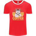 Coffee Because Murder is Wrong Funny Dog Mens Ringer T-Shirt FotL Red/White