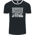 Teacher Attitude Funny Teaching Maths English Mens Ringer T-Shirt FotL Black/White