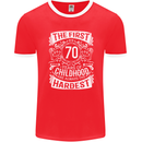 First 70 Years of Childhood Funny 70th Birthday Mens Ringer T-Shirt FotL Red/White