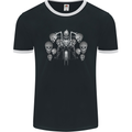 Motorcycle Skulls & Rider Motorbike Biker Mens Ringer T-Shirt FotL Black/White