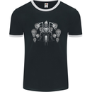 Motorcycle Skulls & Rider Motorbike Biker Mens Ringer T-Shirt FotL Black/White