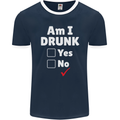 Am I Drunk Funny Beer Alcohol Wine Cider Guinness Mens Ringer T-Shirt FotL Navy Blue/White