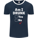 Am I Drunk Funny Beer Alcohol Wine Cider Guinness Mens Ringer T-Shirt FotL Navy Blue/White