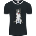 A Border Collie Mens Ringer T-Shirt FotL Black/White