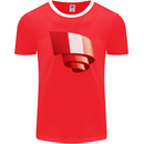 Curled Peru Flag Peruvian Day Football Mens Ringer T-Shirt FotL Red/White