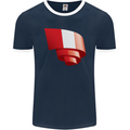 Curled Peru Flag Peruvian Day Football Mens Ringer T-Shirt FotL Navy Blue/White