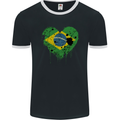 Love Brazil Flag Brazilian Day Football Mens Ringer T-Shirt FotL Black/White