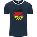 Torn Germany Flag German Day Football Mens Ringer T-Shirt FotL Navy Blue/White