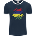 Torn Mauritius Flag Mauritians Day Football Mens Ringer T-Shirt FotL Navy Blue/White