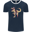 Pirate T-Rex Funny Dinosaur Mens Ringer T-Shirt FotL Navy Blue/White