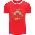 Asian and Gay Funny Gaysian LGBT Pride Mens Ringer T-Shirt FotL Red/White