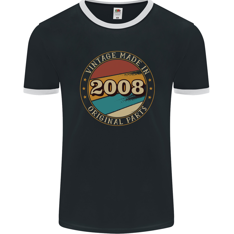 15th Birthday  Vintage Made In 2008 Mens Ringer T-Shirt FotL Black/White