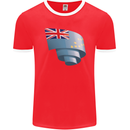 Curled Tuvalu Flag Tuvaluan Day Football Mens Ringer T-Shirt FotL Red/White